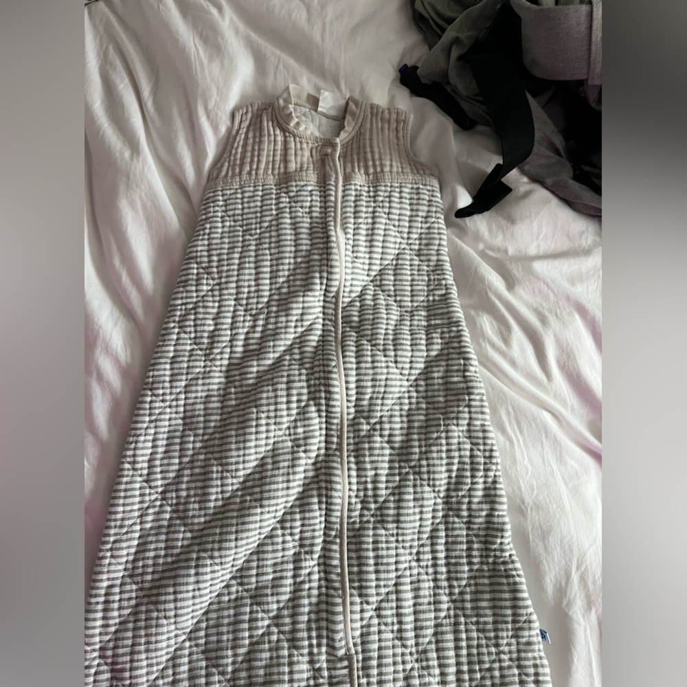 Quilted tan and white sleep sack from little unicorn